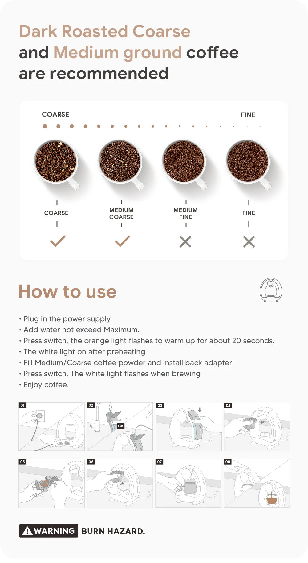 MINI Q Coffee Maker, Portable Machine Compatible with Coffee Powder & Tea