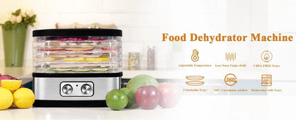 240W Food Dehydrator, Dehydrator for Food and Jerky, Fruits, Herbs, Veggies, 5 BPA-Free Trays Dishwasher Safe