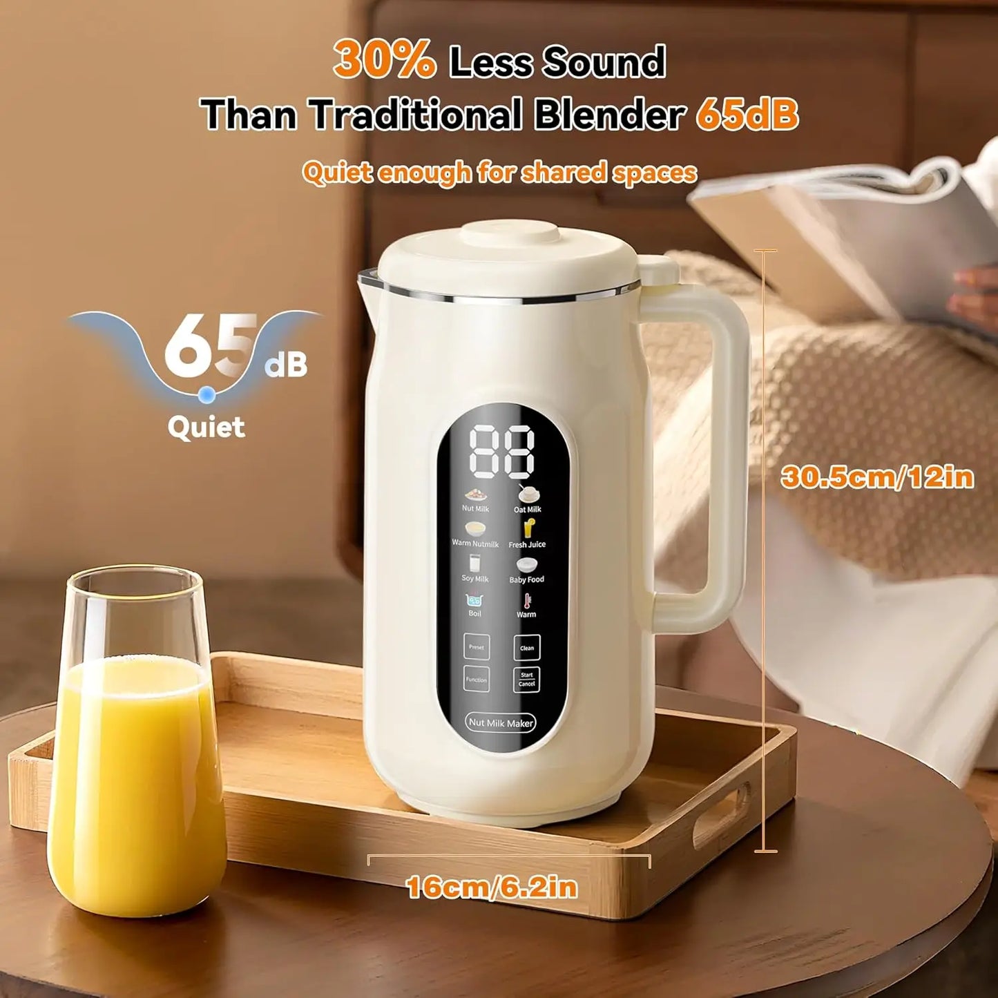 10-in-1 Nut Milk Maker Machine, 42oz Automatic with LED Touch Screen, Self-Cleaning
