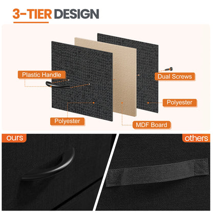 Nightstand, Table Storage For Bedroom 2 Fabric Drawers