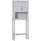 Modern over the Toilet Storage Cabinet, Double Door Bathroom Organizer with Inner Adjustable Shelf and Open Shelf, Grey