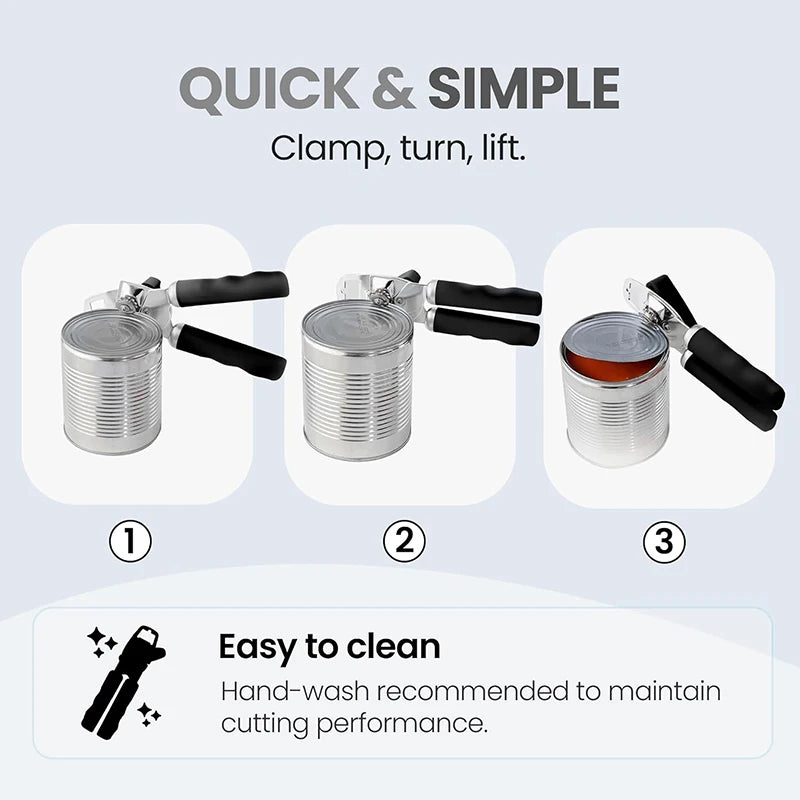 Easy-Grip Can Opener - The Perfect Gift for Seniors, Parents & Home Chefs - Effortless Opening with No Sharp Edges.