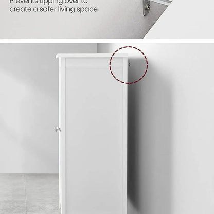 Bathroom Floor Storage Cabinet, With 2 Adjustable Shelves, 11.8 X 2