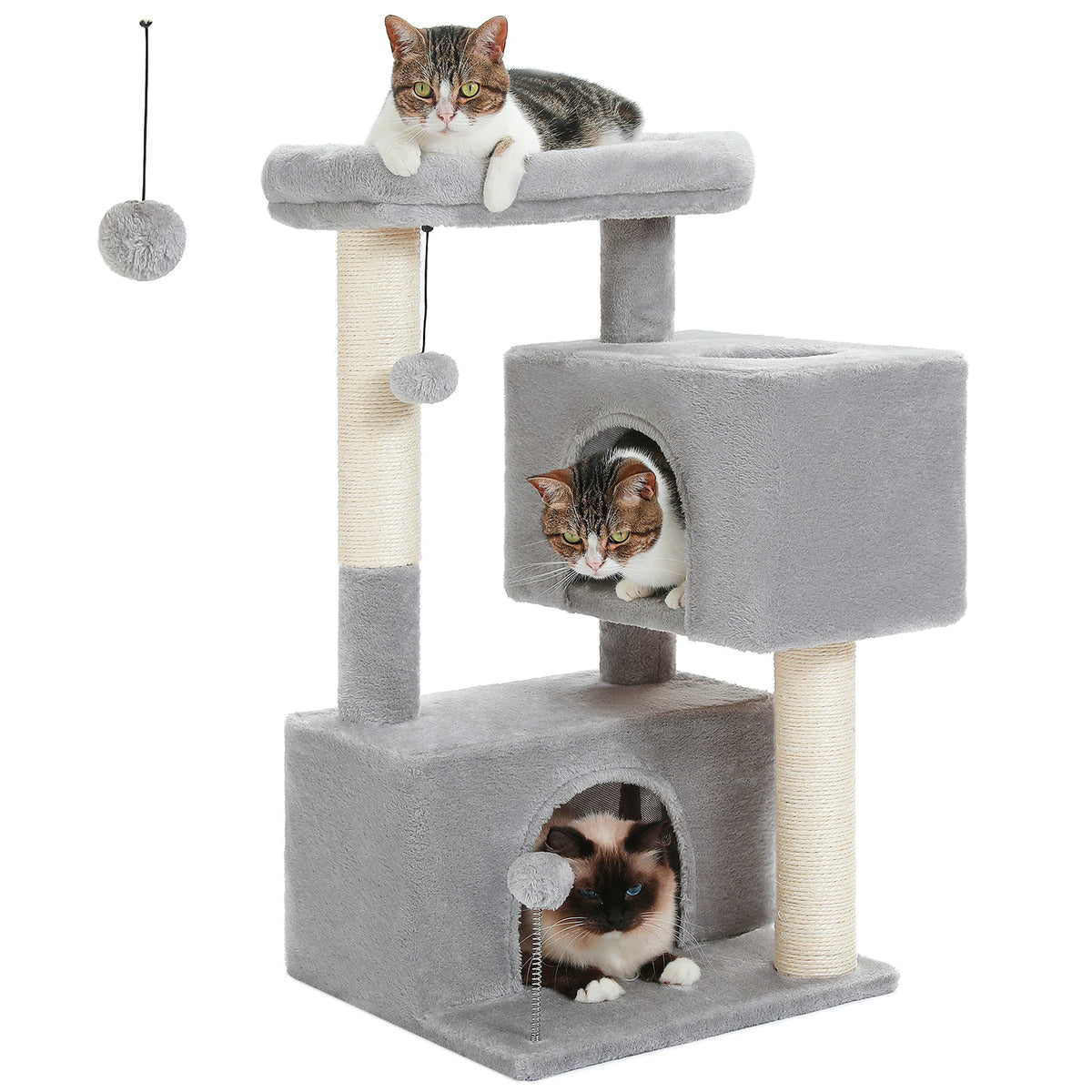 Large Cat Tree for Indoor Cats, Multi-Level Tower with Spacious Condos, Sisal Scratching Pad