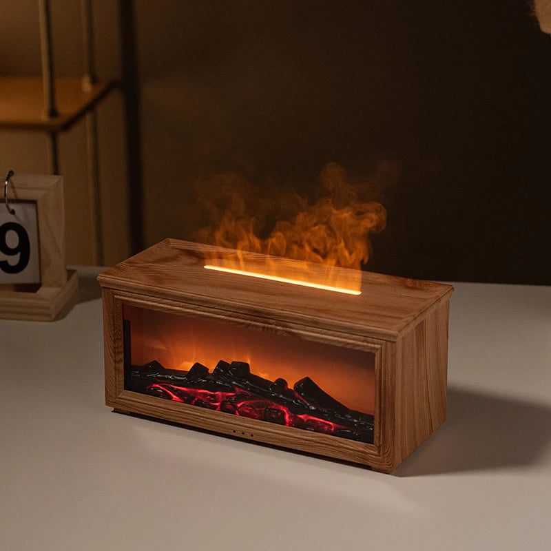 7 Color Essential Oil Fireplace Diffuser, Mini Flame Aromatherapy Fireplace Humidifier, Oil Diffuser