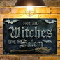 Halloween Metal Sign with Bat And Broom Design - The Witch Lives in Salem
