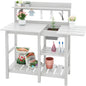 Portable Outdoor Garden Workbench with Detachable Sink, Weather-Resistant HDPE Table- White