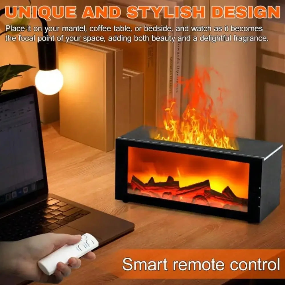 Upgraded 300ml Fireplace Diffuser, Essential Oil, 7 Colorful Large Flame Fire Humidifier Changing Aroma Diffuser for Aromatherapy