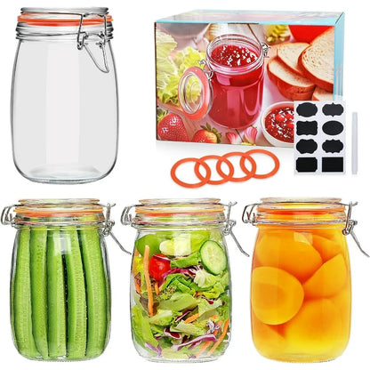 32 oz Wide Mouth Mason Jars with Airtight Hinged Lids, for Pickling, Fermentation, Canning, Food Storage