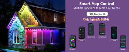 Smart Permanent Outdoor Lights for Eaves, IP67 Waterproof Light String with App Remote Control, Music Sync for House Roof Decor