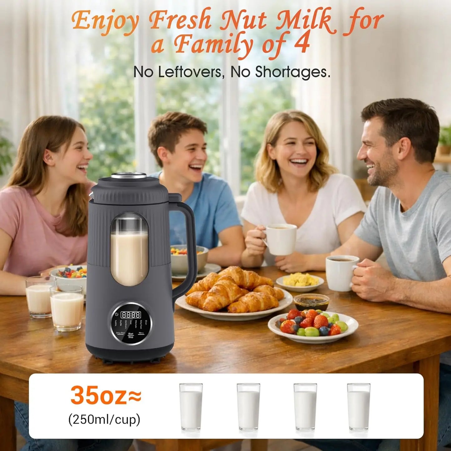 Automatic Nut Milk Maker Machine for Homemade Oat Almond Soy Plant-Based Milk Juice Milkshake