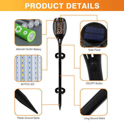 4//8/12/16PCS Solar Flickering Flame Torch Lights (43 inch 96 )LED Waterproof for Landscape Garden Pathway