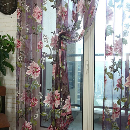 2PCS 100x200cm 3D Tulle Panel Draperies, Luxury Sheer