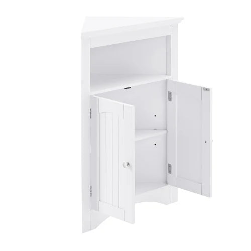 Free Standing Corner Cabinet - Bathroom Floor Storage with Doors & Shelves, Multi-Purpose Sideboard for Kitchen Living Room