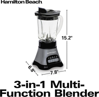 Blender and Food Processor Combo – 40oz Glass Jar, Portable Travel Cup, 3-Cup Electric Food Chopper, 700W – Gray/Black (58163)