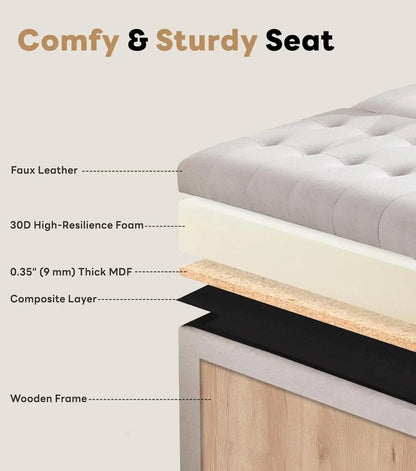 Large Square Storage Ottoman Bench, or coffee Table with Lift Top & Solid Wood Legs