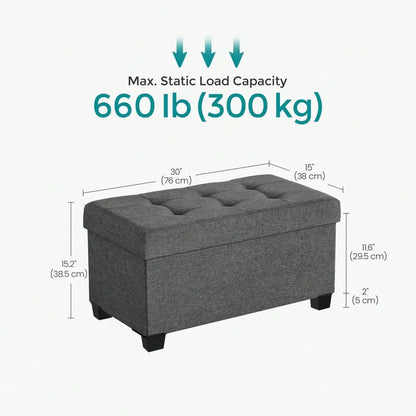 Storage Ottoman Bench, Foldable Foot Rest With Legs, 15 X 30 X 15.2 Inches