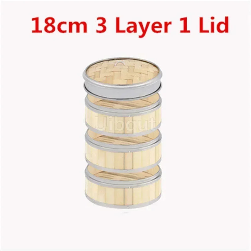 Bamboo Food Steamer basket with Stainless Steel Banding
