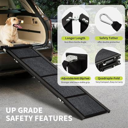 Upgraded Folding Dog Ramp For Cars With Non-Slip Surface, Portable