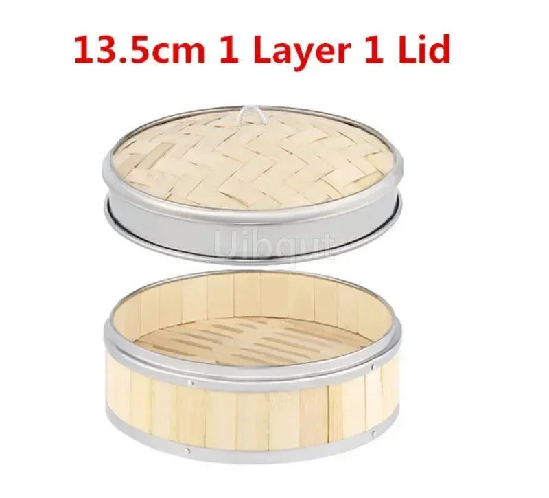 Bamboo Food Steamer basket with Stainless Steel Banding