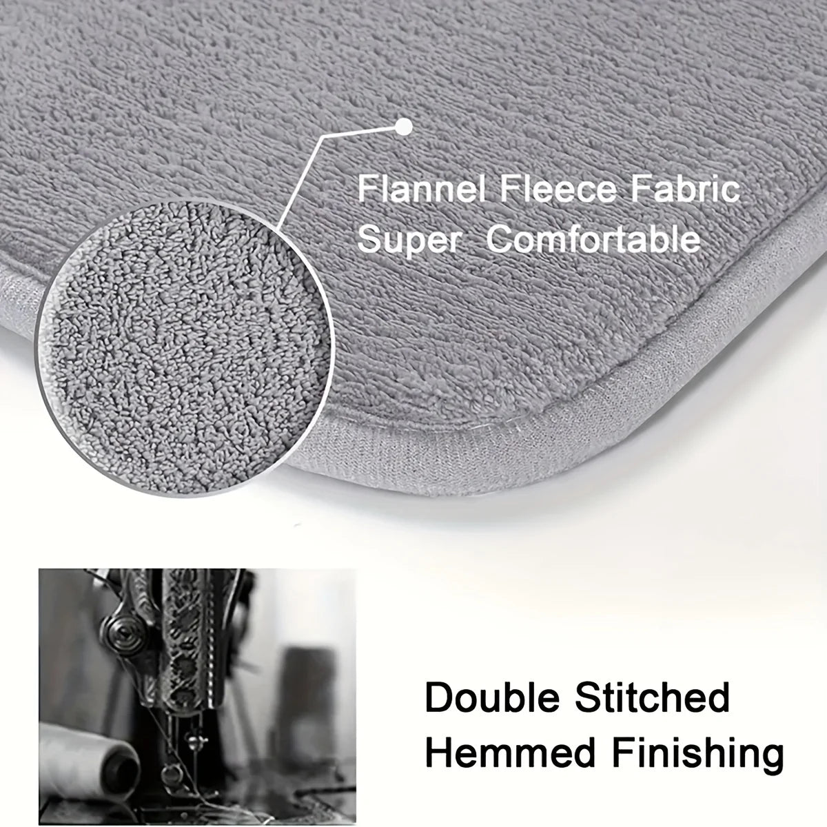 Square Kitchen Floor Mat, Thick Plush Flannel Rug, Non Slip Highly Absorbent Soft Rug for Kitchen or Bathroom