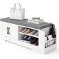 Farmhouse Shoe Storage Bench with 3-in-1 Entryway Storage and Padded Seat