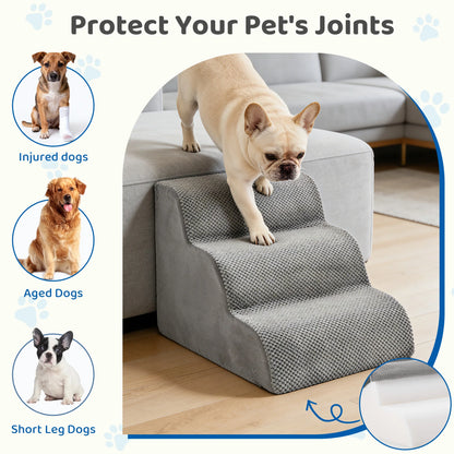 3-5 Step High-Density Foam Dog Stairs, Ramp for Small Dogs, Indoor Non-Slip Pet Ladder