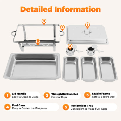Stainless Steel Chafing Dish Buffet Set, Rectangular Catering Chafer