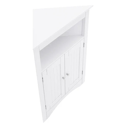 Free Standing Corner Cabinet - Bathroom Floor Storage with Doors & Shelves, Multi-Purpose Sideboard for Kitchen Living Room