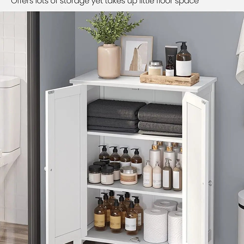 Bathroom Floor Storage Cabinet, With 2 Adjustable Shelves, 11.8 X 2