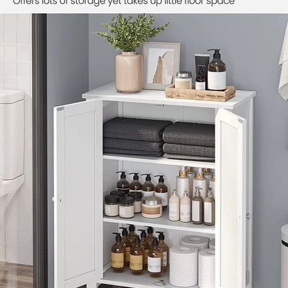 Bathroom Floor Storage Cabinet, With 2 Adjustable Shelves, 11.8 X 2