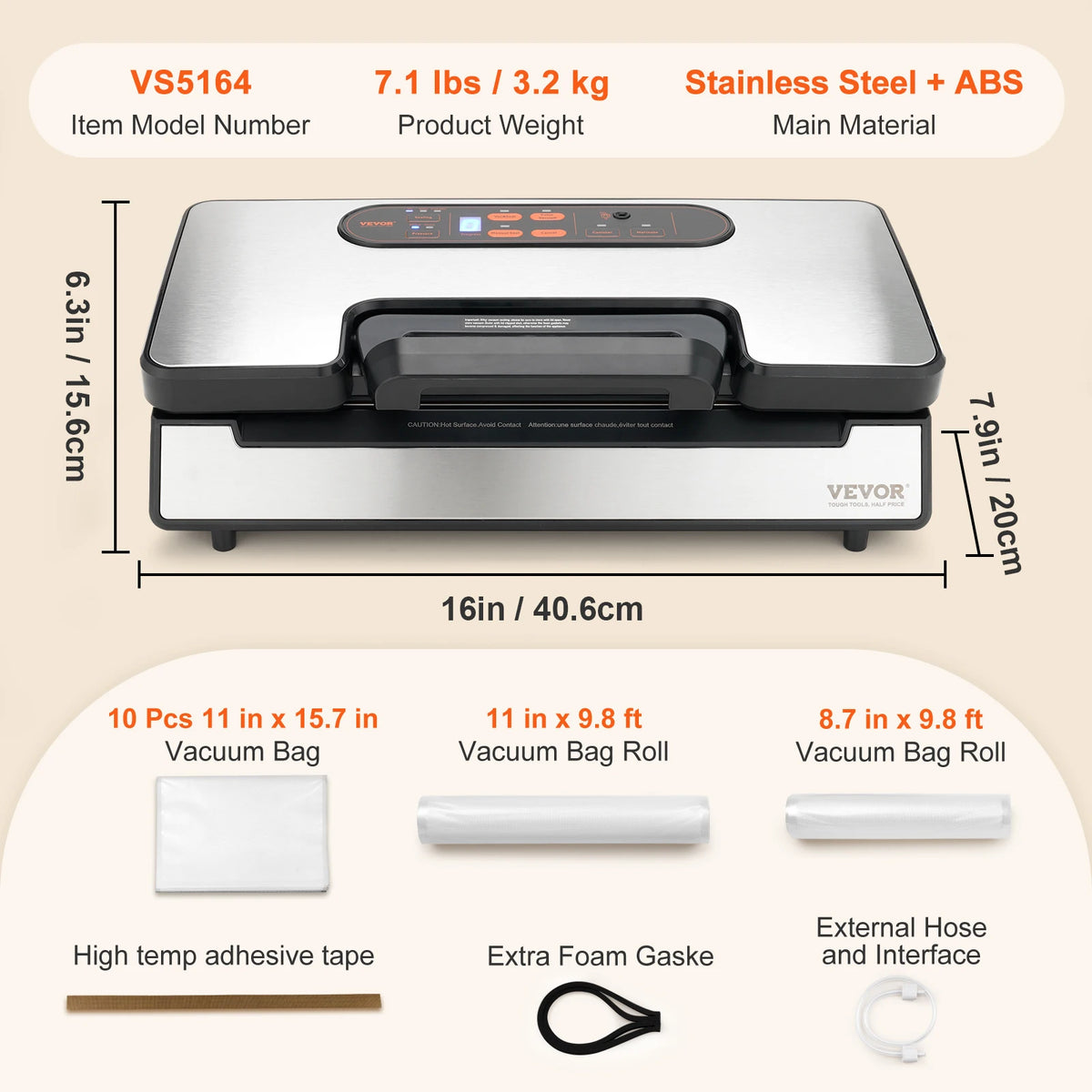 Commercial Vacuum Sealer Machine, Multifunction Automatic Food Packaging with Bag Roll Storage, Cutter for Home Kitchen