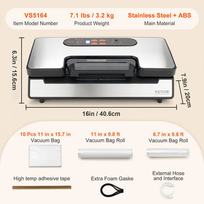 Commercial Vacuum Sealer Machine, Multifunction Automatic Food Packaging with Bag Roll Storage, Cutter for Home Kitchen
