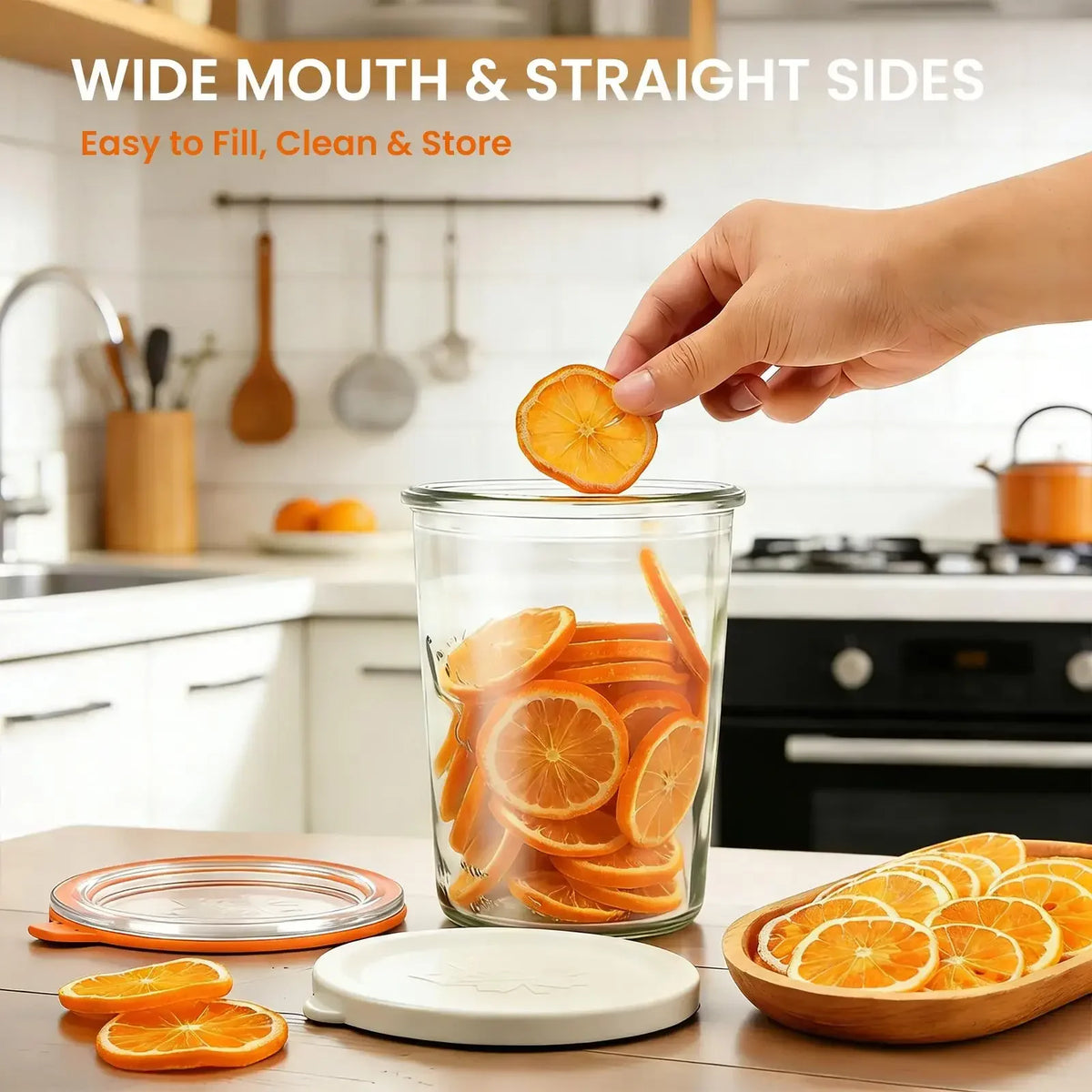 800ml 27oz Wide Mouth Glass Canning Jars, Airtight Food Storage Containers with Measurement Marks, Leakproof Clear, Fermenting Sourdough Starter Jar, Kitchen Pantry Organization
