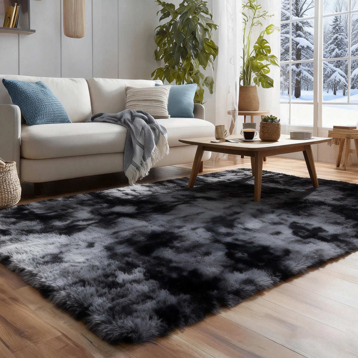 6x9 Ft Large Shag Rugs for Living Room Decor, Tie-Dyed Ultra Soft Fluffy Furry Area Rugs for Bedroom Indoor Floor