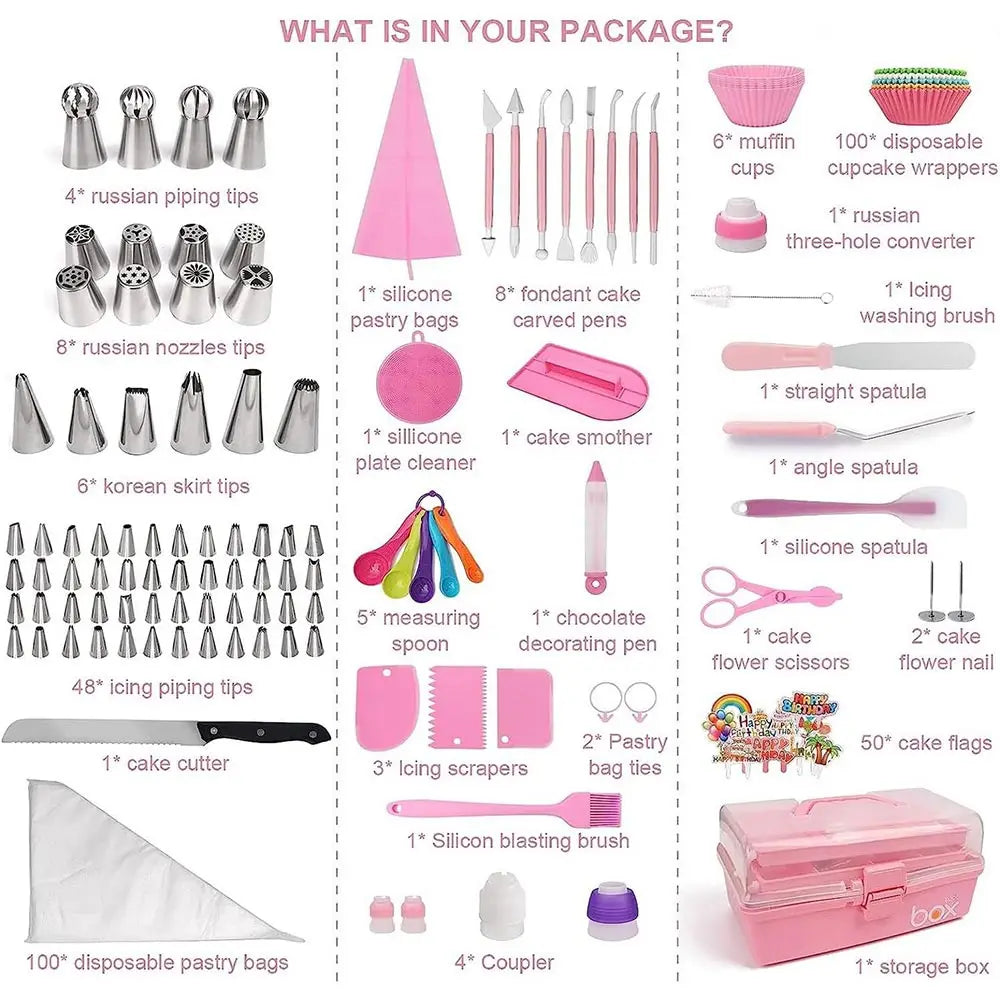 359pcs Cake Decorating Supplies Set, with 66 Tips, Piping Bags and Beginner Set