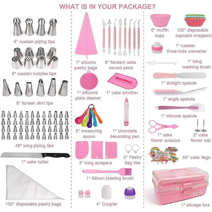 359pcs Cake Decorating Supplies Set, with 66 Tips, Piping Bags and Beginner Set