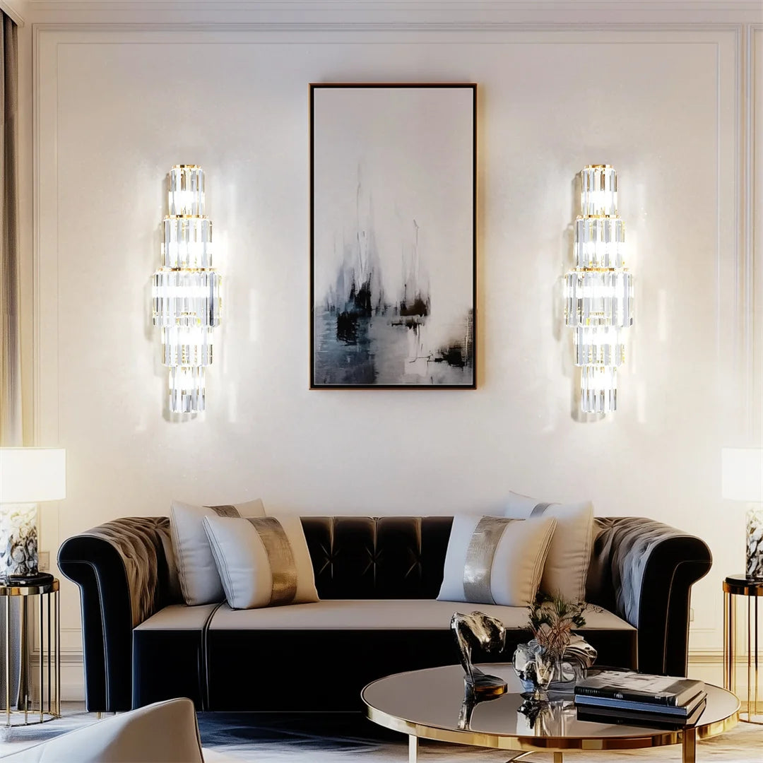 Modern Crystal Wall Lamp, 3-Layer Crystal Sconce