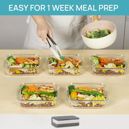 8-Pack Airtight Glass Food Storage Containers for Microwave,Oven,Freezer and Dishwasher