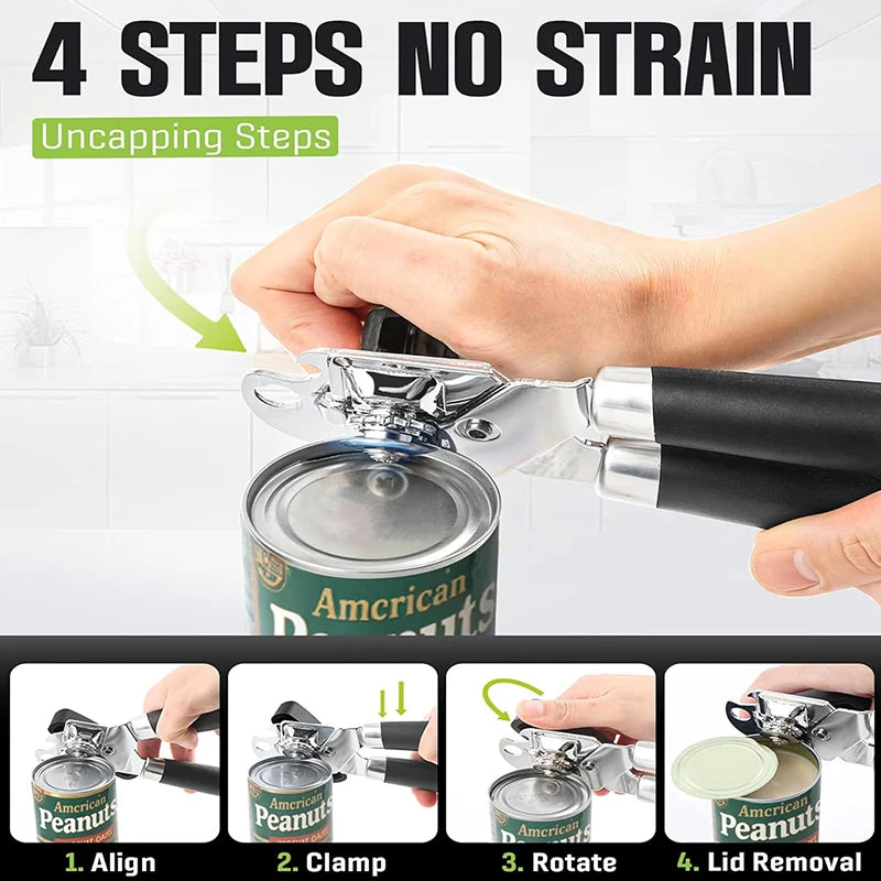 Easy-Grip Can Opener - The Perfect Gift for Seniors, Parents & Home Chefs - Effortless Opening with No Sharp Edges.
