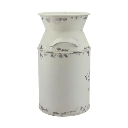 Galvanized White Milk Can, Antique Retro Vase