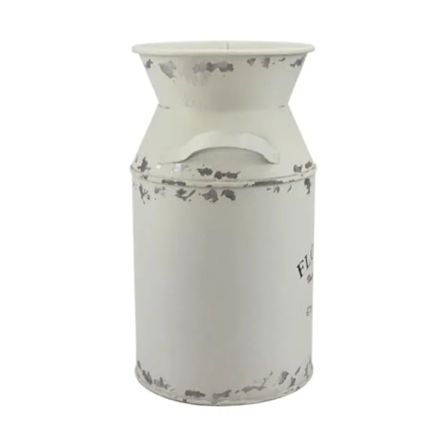 Galvanized White Milk Can, Antique Retro Vase