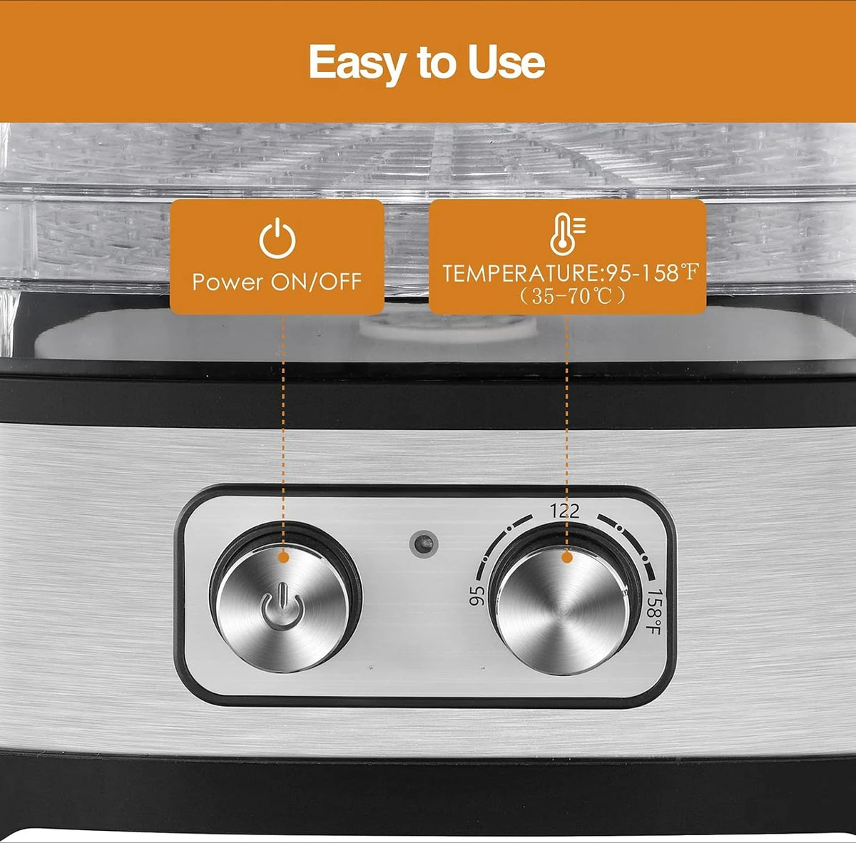 240W Food Dehydrator, Dehydrator for Food and Jerky, Fruits, Herbs, Veggies, 5 BPA-Free Trays Dishwasher Safe