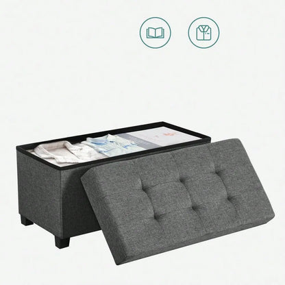 Storage Ottoman Bench, Foldable Foot Rest With Legs, 15 X 30 X 15.2 Inches