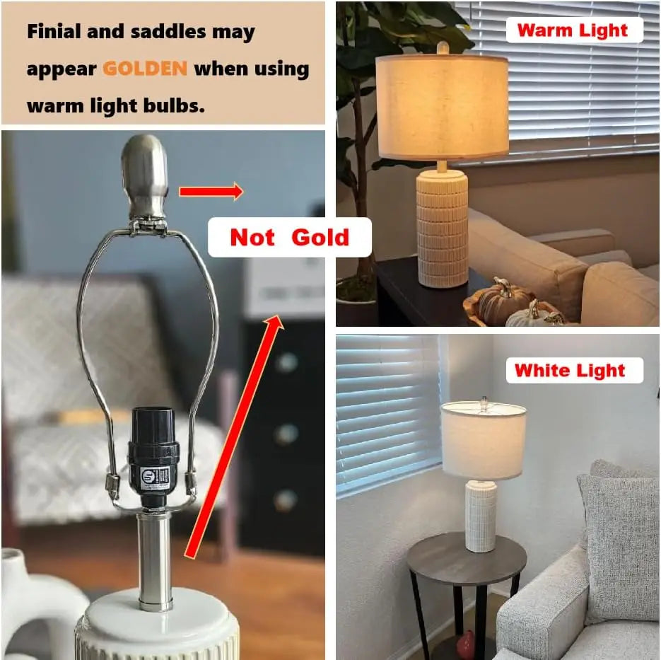 Modern Ceramic Table Lamp Set of 2, Beige White
