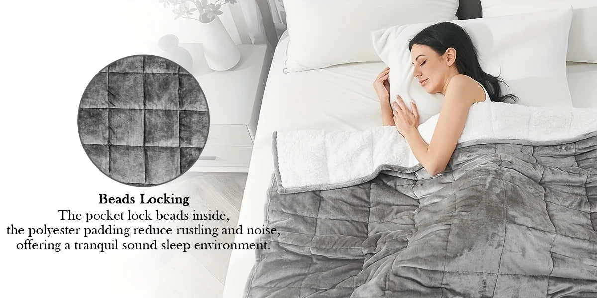 Cozy Fleece Weighted Blanket – 15 lb, Queen Size (60" x 80") – Gray Fuzzy Texture