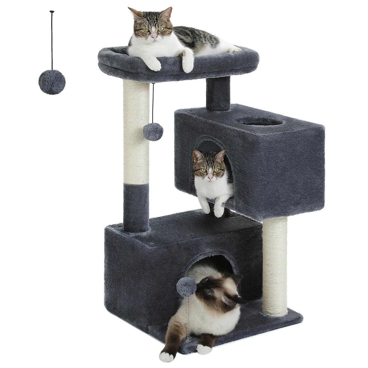 Large Cat Tree for Indoor Cats, Multi-Level Tower with Spacious Condos, Sisal Scratching Pad