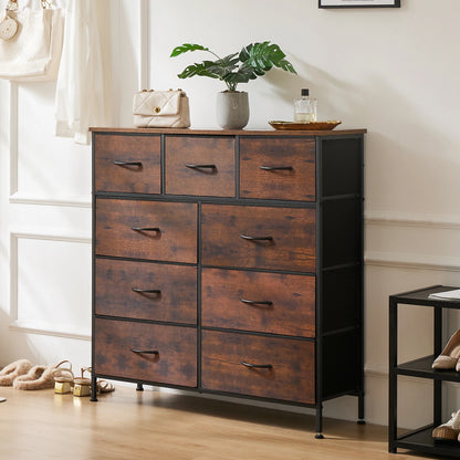 Dresser For Bedroom With 9 Fabric Storage Drawers, Tall Chest Organizer