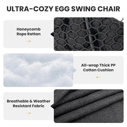 Double Outdoor Egg Swing Chair with Stand