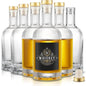 12 oz Glass Bottles with T-Top Caps, Set of 6 - Clear Heavy Base, Airtight Seal for Wine, Oil, Kombucha